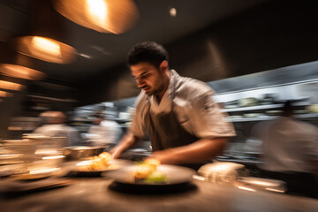 Teamwork and precision in a restaurant kitchen