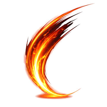 Fiery arc swish streak effect isolated on transparent background