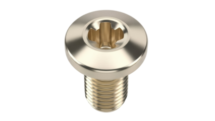Metal screw with Torx head isolated PNG, fastener component for mechanical engineering and construction on transparent background
