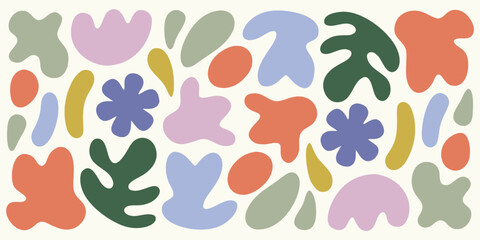 Fototapeta premium Abstract floral and organic shapes in pastel and muted tones