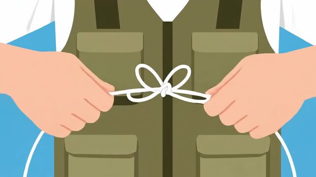 Illustrated Guide Showing How To Tie A Specific Knot For Fishing, Step-By-Step Instructions