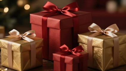 Fototapeta premium christmas gift boxes