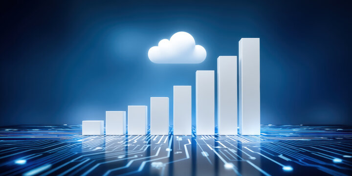 Blue cloud technology graph signifies successful business growth and rising profit increase - Powered by Adobe
