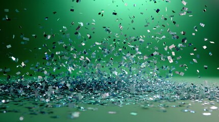 Confetti falling on a green screen