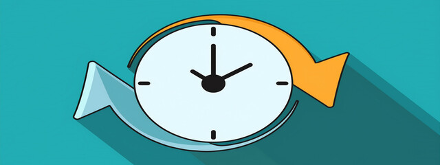 Clock With Circular Arrows Illustrates Time Flow, Rotation, and Continuous Time Management