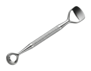 Using a metal tool for precision work in crafting workshop isolated on transparent background