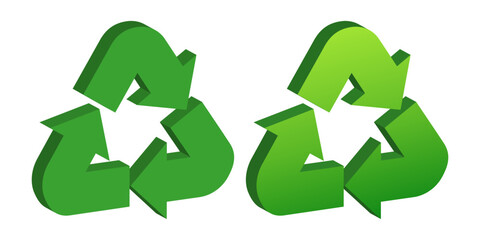 Recycle icon. Vector green icon isolated on white background.