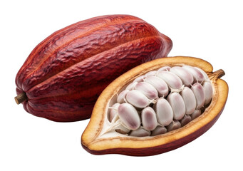 Cocoa pods harvesting tropical farm food nature isolated on transparent background