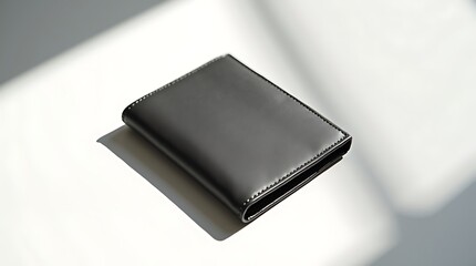 Minimalist Black Leather Bi-fold Wallet for Men, Premium Slim Card Holder on White