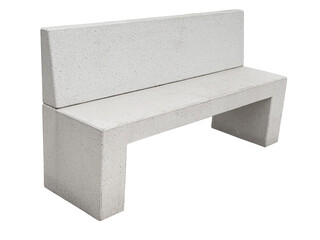 Minimalist grey concrete bench with transparent background