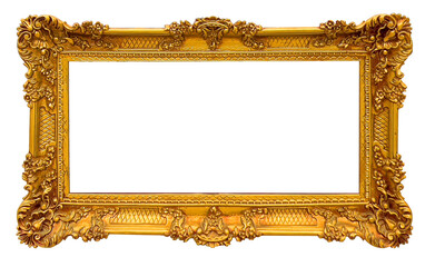 Ornate gold picture frame with baroque style border