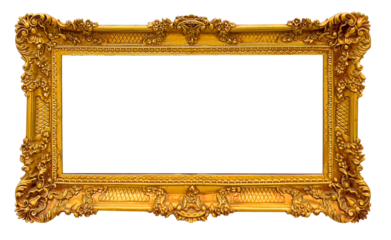 Ornate gold picture frame with baroque style border
