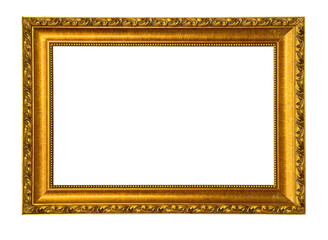 Ornate gold antique picture frame with transparent background