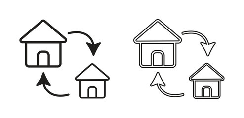 Real Estate Home Transfer and Relocation Icon Set