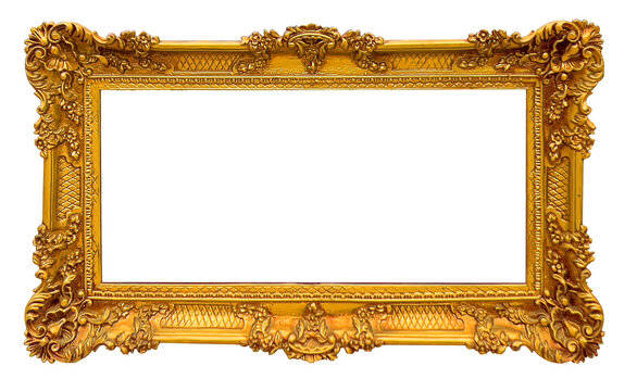 Ornate gold picture frame with baroque style border