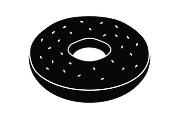 Delicious Black Donut with Sprinkles Isolated on Transparent Background