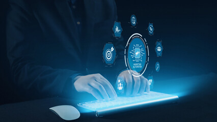 Marketing automation diagram showcase AI-driven campaign workflow, highlight marketing automation, data-driven strategy, marketing automation tools, and market automation process in business. Elide