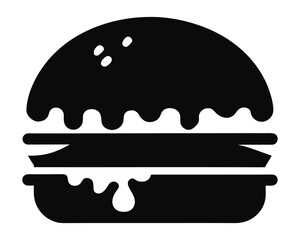 Delicious Hamburger Icon with Melted Cheese and Sauce Dripping
