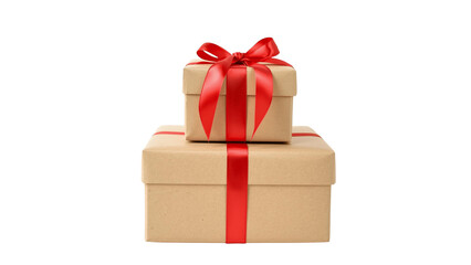 Obraz premium Stacked Gift Boxes with Red Ribbon PNG Isolated on Transparent Background