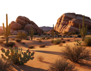 Rocky outcrop adventure a tranquil scene in the desert landscape isolated on transparent background