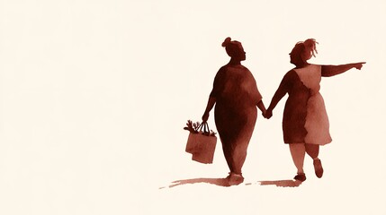 two women walking with shopping bag
