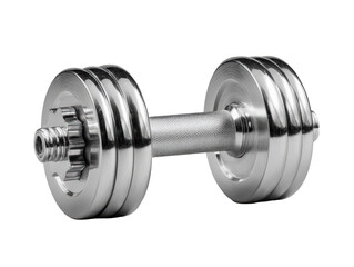 Naklejka premium Shiny Chrome Dumbbell on Gray Background 