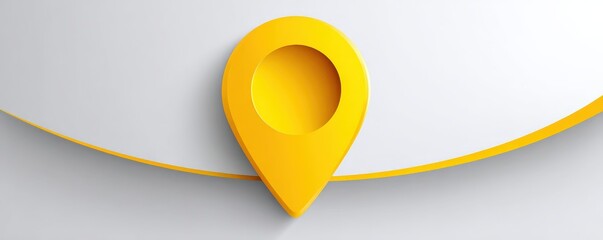 A vibrant yellow location pin graphic set against a smooth, light background, symbolizing navigation and mapping.