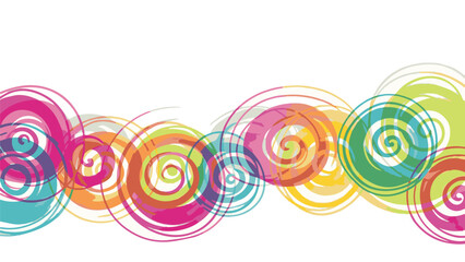 Vibrant abstract swirls and spirals on white background, creative graphic design
