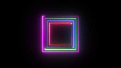 Fototapeta premium Abstract neon squire icon illustration background 4k.