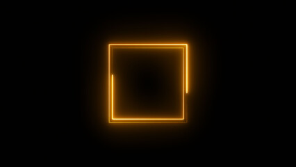 Abstract glowing yellow neon rectangles icon illustration background 4k.