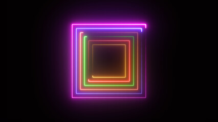 Abstract neon squire icon illustration background 4k.