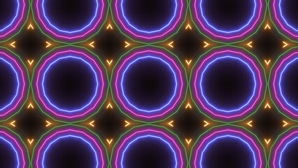 Abstract glowing neon mandala lines fabric icon illustration background.