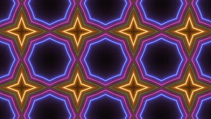 Glowing neon line mandala icon fabric sign illustration background.