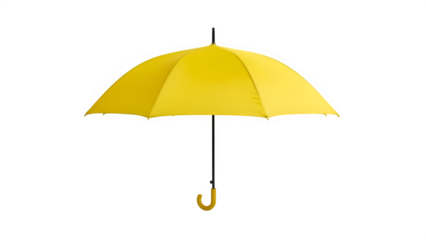 Bright Yellow Umbrella, isolated on white or transparent background. PNG