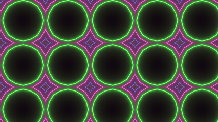 Glowing neon line mandala icon fabric sign illustration background.