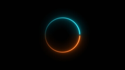 Abstract glowing neon circle loading shape icon illustration background.