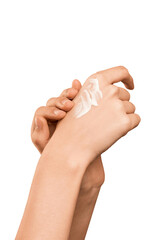 Woman Applying Moisturizing Hand Cream
