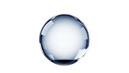 Glass sphere PNG isolated on transparent background, crystal ball with reflections for design elements and decorative use