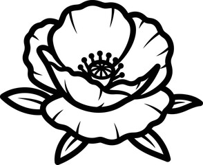 A simple and elegant outline drawing of a poppy flower, perfect for illustrative purposes and artistic designs