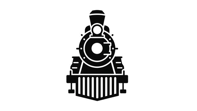 Vintage steam locomotive engine in black silhouette