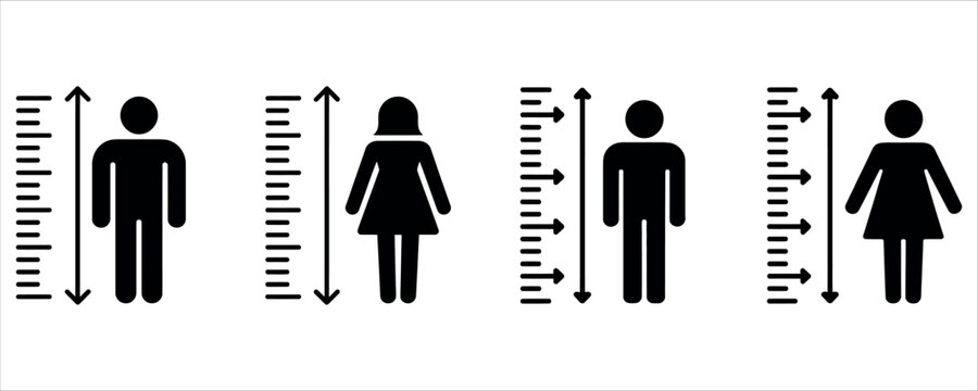 Height measurement icons for men and women vector.