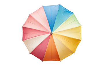 Colorful beach umbrella isolated on transparent background. Colorful retro beach umbrella isolated on white background.