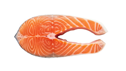 Fresh salmon steak isolated PNG on transparent background, raw fish fillet for healthy eating and gourmet seafood dishes