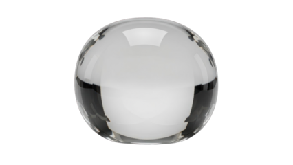 Clear Crystal Ball Reflecting Light and Dark Shapes, Isolated on White Background
