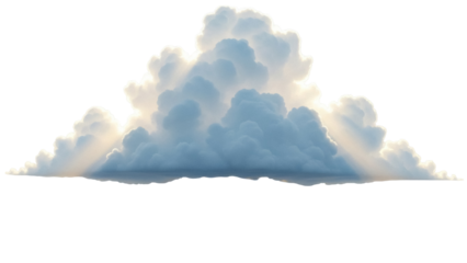 Fluffy cumulus cloud PNG isolated on transparent background, atmospheric weather element for design and compositing use, sky detail