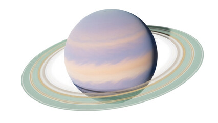 Saturn planet with rings isolated PNG on transparent background, gas giant with colorful bands and detailed ring system for educational use © VSTOCK