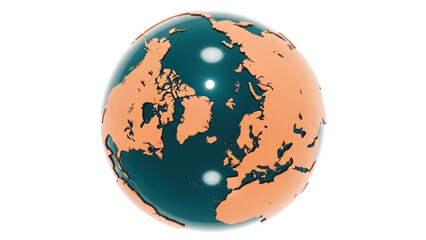 Earth globe with continents isolated PNG, geographical representation of the world for educational and design purposes on transparent background