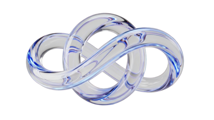 Abstract Glass Knot with Blue Swirls - Infinity Loop Concept