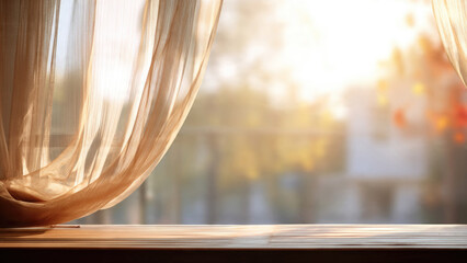 Wooden Table and View Through Window