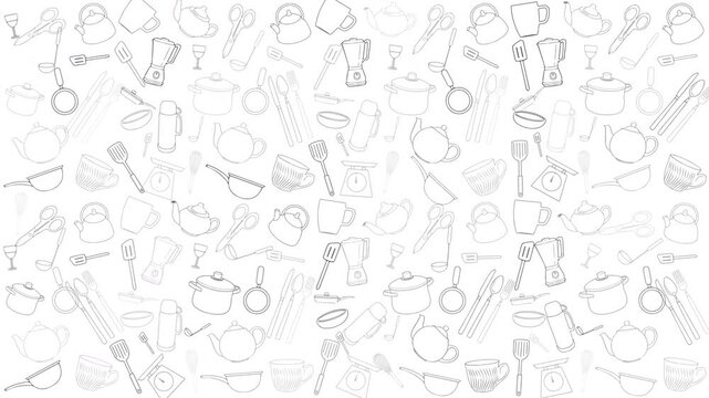 kitchenware pattern. Perfect for food blogs, recipe websites, kitchenware product pages, and culinary social media posts.